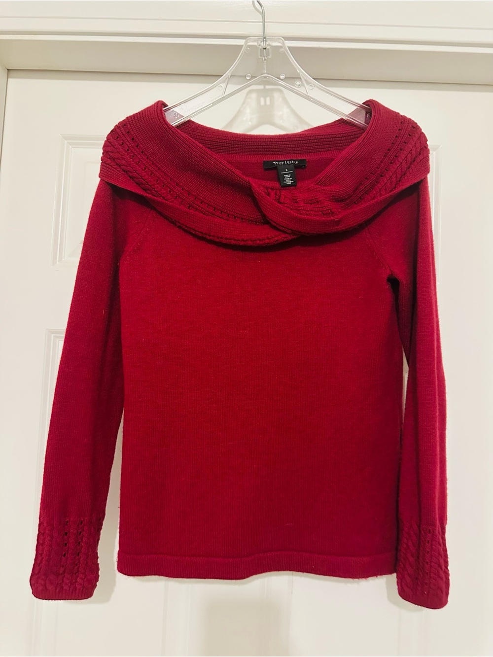 White House Black Market Red Cowl-Neck Knit Sweater